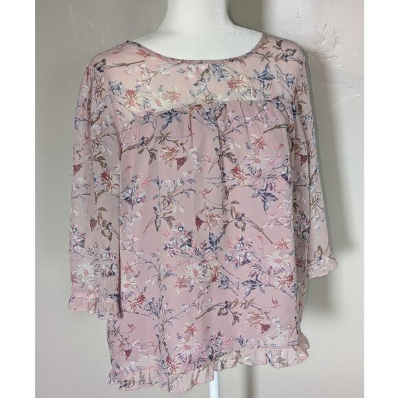 Allegra K Blouse Womens Large Floral Romantic Top‎ Lined Feminine Bloomcore - Picture 1 of 9